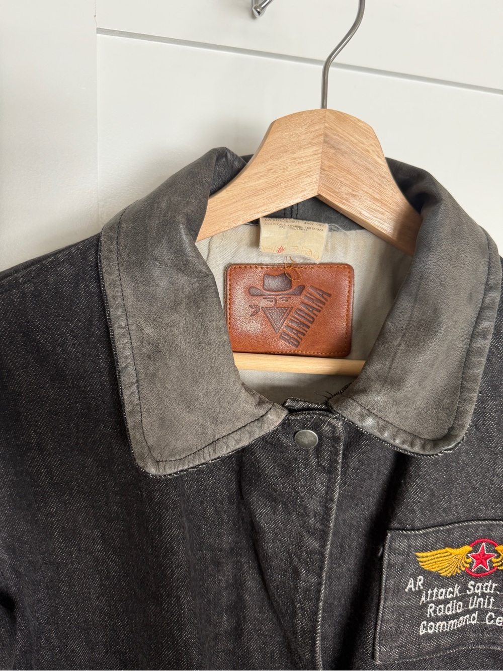 Panama Jack Men's Dark Gray Jean Jacket with Faded Gray Collar